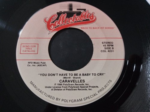The Cowsills & The Caravelles UNPLAYED Reissue 45RPM Collectables Record 1986 - Imagen 3 de 3