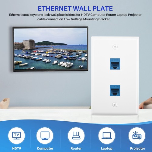 Ethernet Wall Plate with Low Voltage Mounting Bracket,Single Gang 2 Port8463 - Afbeelding 3 van 7