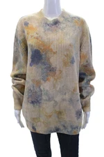 Scotch & Soda Womens Abstract Print Crew Neck Sweater Top Beige Combo Size L
