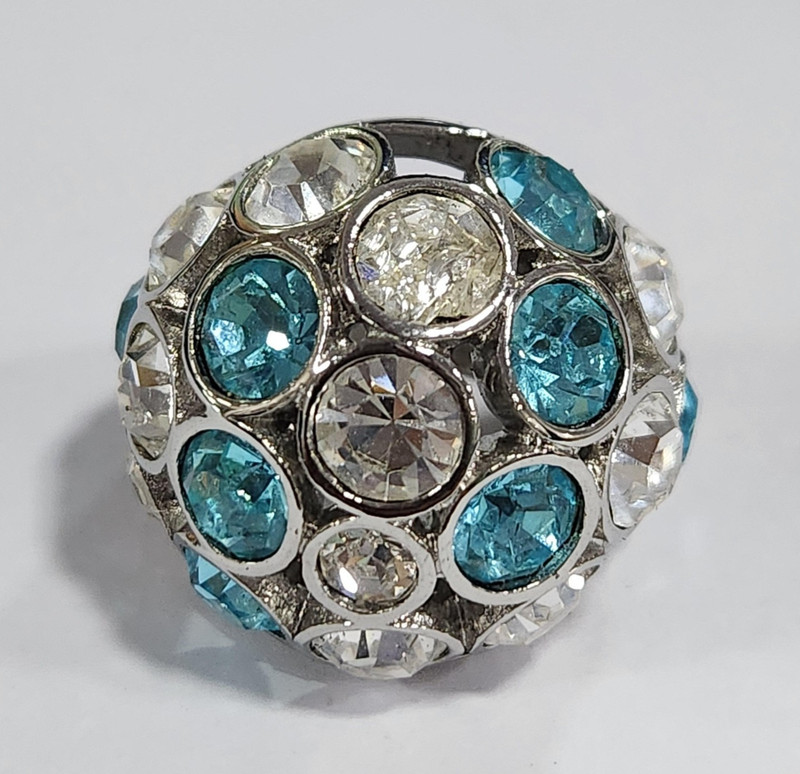 HSN Stately Steel Bezel-Set Crystal Stainless Steel Dome Ring Size 6