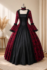 Women's Gothic Victorian Lace Dress Medieval Masquerade Vampire Costume Gown