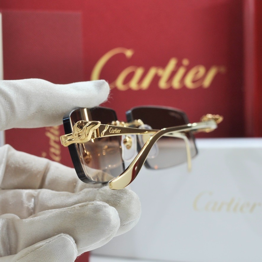 Cartier rimless CTO505S glasses Panthere decor Gold Frame New