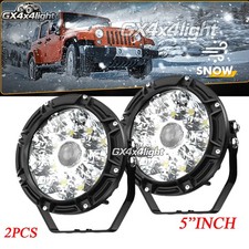 Pair Laser 5 Led Work Lights Offroad Driving White Fog Lamps Fit Jeep Wrangler