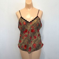 Womens Camisole Top Medium Floral Animal Cottage Coquette Dainty Indie Lace