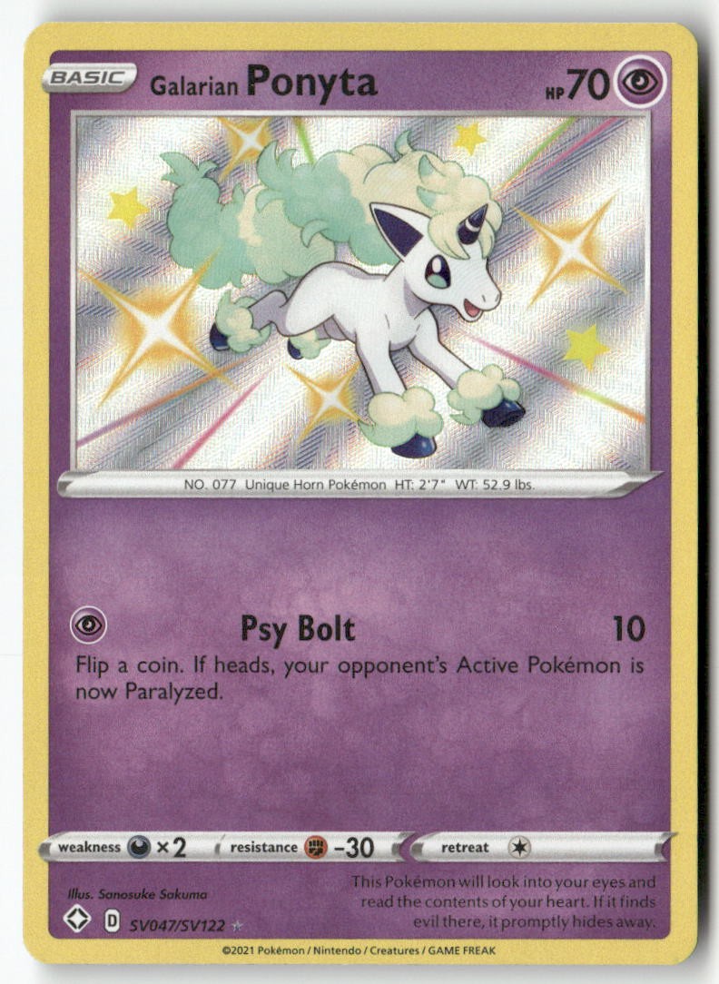 Galarian Ponyta SV047/SV122 Shiny Rare Shining Fates Shiny Vault Pokemon Holo LP