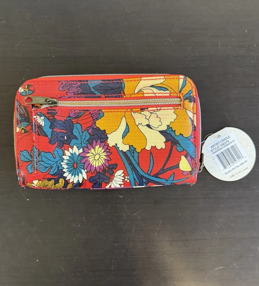 Sakroots бумажник художник круг красный с покрытием холст застежки 7 карты держатель молнии новый - Изображение 4 из 4