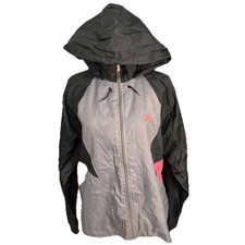 Vintage Nike Vented Hideaway Hood Full Zip Track Jacket Men's M Gray Black Pink