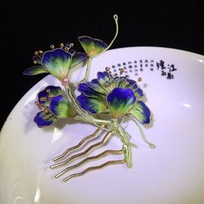 New Velvet Blue Hair Comb Hairpin Hanfu Chinese Headpiece
