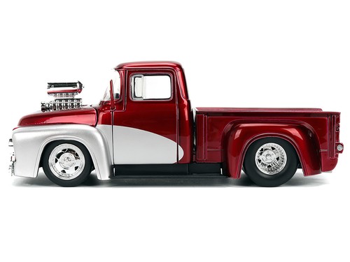 1956 Ford F-100 Pickup Truck Diecast Model 1/24 Red Metallic Jada Just Trucks