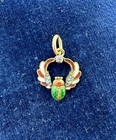 Egyptian Revival Old Mine Diamond Enamel Winged Scarab Pendant Necklace Art Deco — photo 3