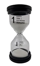Happy Time Sand Glass 1 Minute Hourglass Classroom Game Night Time Out 3 3/4"