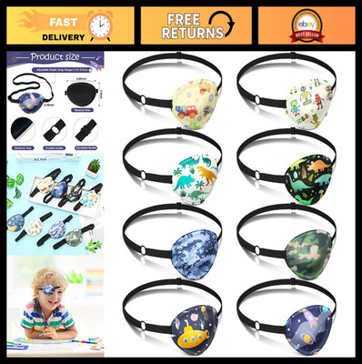 8 Pcs Adjustable Kids Eye Patches - Reusable Cute Patterns for Boys & Girls