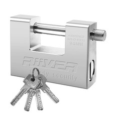 Heavy Duty Padlock with 4 Keys, Weatherproof Steel Lock for Garage, Gate, Shed