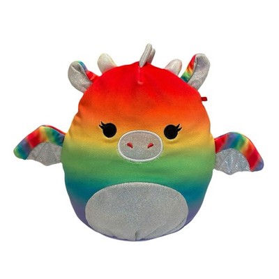 Squishmallows 8'' CALYPSA Rainbow Ombre Dragon w/silver wings belly