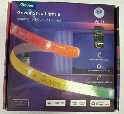 Govee Strip Light S 9.8 Ft Wifi Segmented Color Control Music Sync W/Light NEW