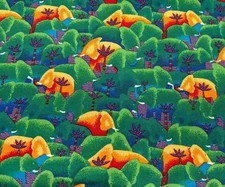 English Collection Cotton Elephant Jungle Print Quilt Fabric 1/2 yard x 42"