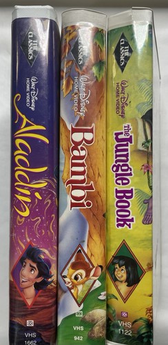 Disney Classics Black Diamond VHS Video Tapes Set of 3 Aladdin Bambi Jungle Book - Picture 11 of 11