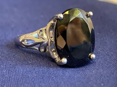 Sterling Silver D'Joy Ring 4.65g Jewelry Size 7 Band Smoky Quartz Look *READ*