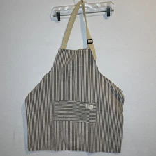Tan And Ivory Striped Linen And Cotton Apron Cooking