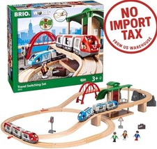 BRIO World - 33512 Travel Switching Set  Premium Wooden Train Toy Set with 42 P