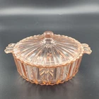Pink Depression Glass Anchor Hocking FORTUNE Pattern Candy Dish  1937-1938 W/Lid