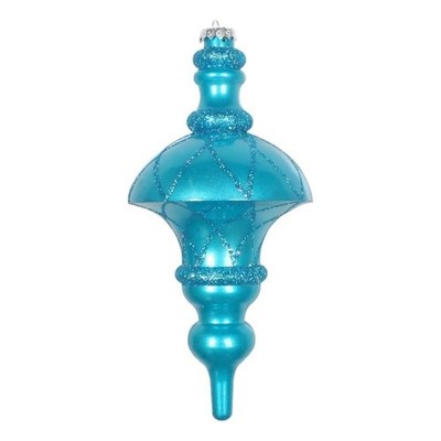 Vickerman 10'' Net Top Finial Ornaments with Glitter Accents in Candy Turquoise