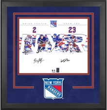 Brian Leetch & Adam Fox New York Rangers Deluxe Framed Signed 16x20 Dual Photo