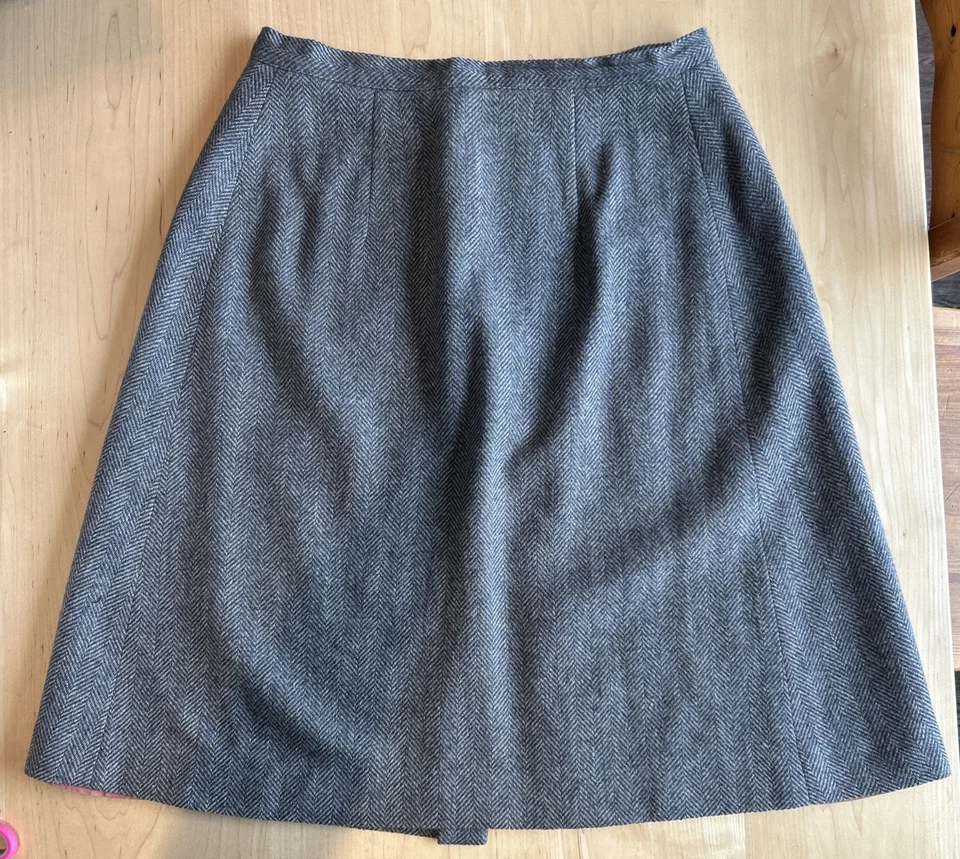 Винтажная женская квадратная шерстяная юбка Louisburg размер 12 серая с запахом Heritage Academia 80-е - Изображение 4 из 4