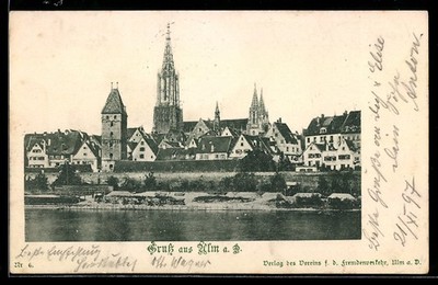 Ulm a. S., Ansichtskarte, Stadtansicht mit Münster und Stadtturm 