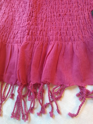 Sciarpa Freeset rosa 95% cotone tessuto a mano raccolta con frange 39"Lx10"W nuova con etichetta - Foto 3 di 7