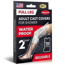 100 Waterproof Cast Covers for Shower Leg - Tight Seal - 2pk Reusable Adult ...