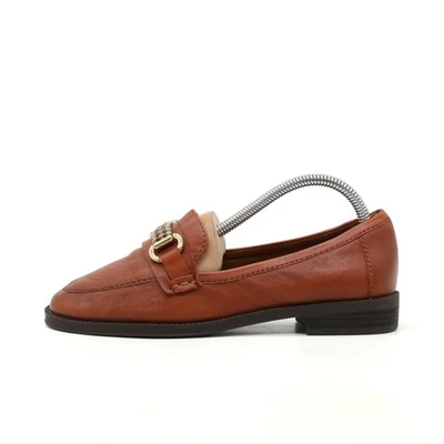 Tamaris Damen Loafer Gold-Akzente Braun Glattleder Low Top Klassisch EU 36 - Bild 1 von 4