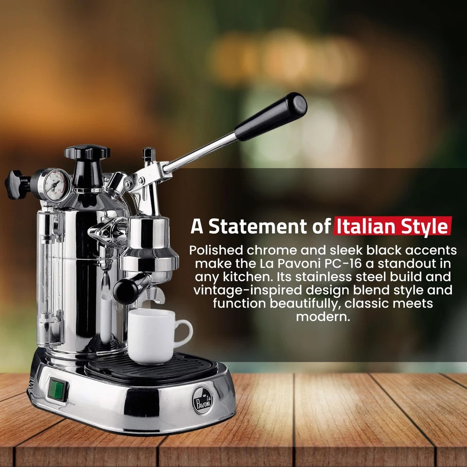 Máquina de café espresso profesional La Pavoni PC-16 - Capacidad 16 tazas Palanca Espresso Foto 3 de 4