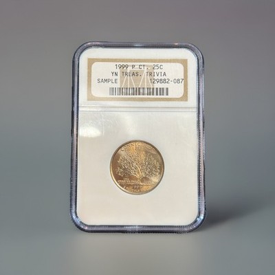 1999-P Connecticut State Quarter NGC Sample Slab - YN TREAS. TRIVIA - ANA Promo