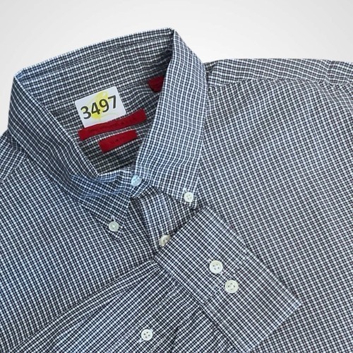 Camicia uomo John Varvatos slim fit blu a quadri con bottoni manica lunga taglia 15,5R - Foto 1 di 11