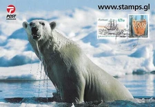 Polar Bear Sailing Ship on The Ice Field Gotdhaab Greenland Maxi Card 2004