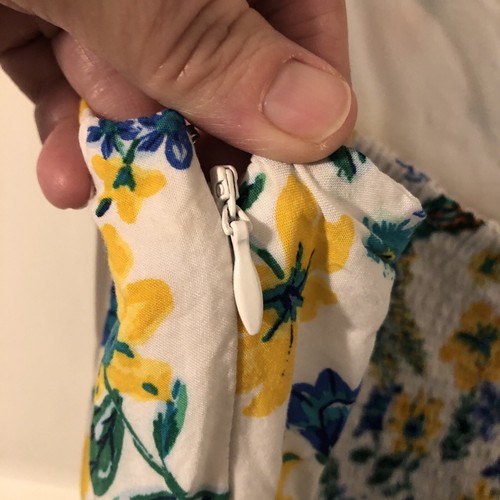 altes marineblaues Sommerkleid klein mit Blumen und Reißverschluss an der Seite - Bild 8 von 9