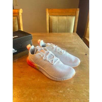 Adidas White Running Shoes Gradient Orange Pink Sole Athletic