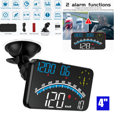 4''HUD Head Up Display Car GPS Odometer Mileage Speeding Alarm Kit KM/H w/Bracket