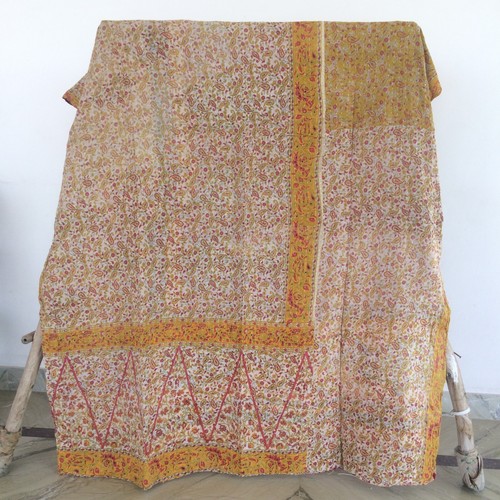 Quilt Coverlet Blanket Kantha Quilt Indian Reversible Vintage Bedding Bedspread - Picture 27 of 33