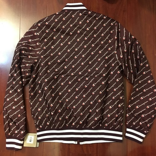 NEW CHAMPION JACKET DIAGONAL ALLOVER LOGO SATIN MAROON V1941P MEN SIZE SMALL - Bild 5 von 5