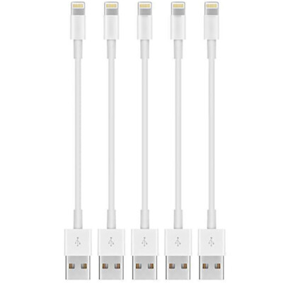 5 Pack 20cm Short Data Charger USB Cable Cord for Apple iPhone iPad iPod Bulk