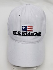 U.S. Kids Golf White Embroidered Logo Adjustable Strapback Cap Youth Sz 57 cm