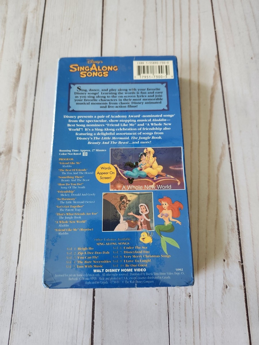 Disney's Sing Along Songs VHS Tape Aladdin Friend Like Me Music
