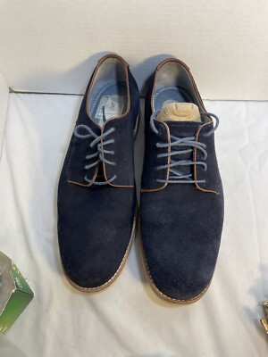 Johnston & Murphy Dark Blue Suede Derby Shoes Johnston and Murphy Jenson Longwing Navy Suede – The  main image 4