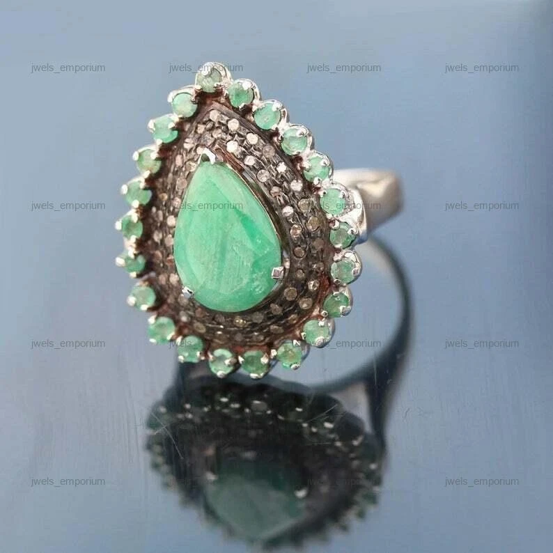 925 Пробы натуральный груши кианит заявление обручальное кольцо - Изображение 3 из 4