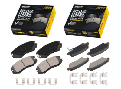 Front and Rear Ceramic Disc Brake Pad W/Clips For 2010-2013 KIA Soul 1.6L 2.0L