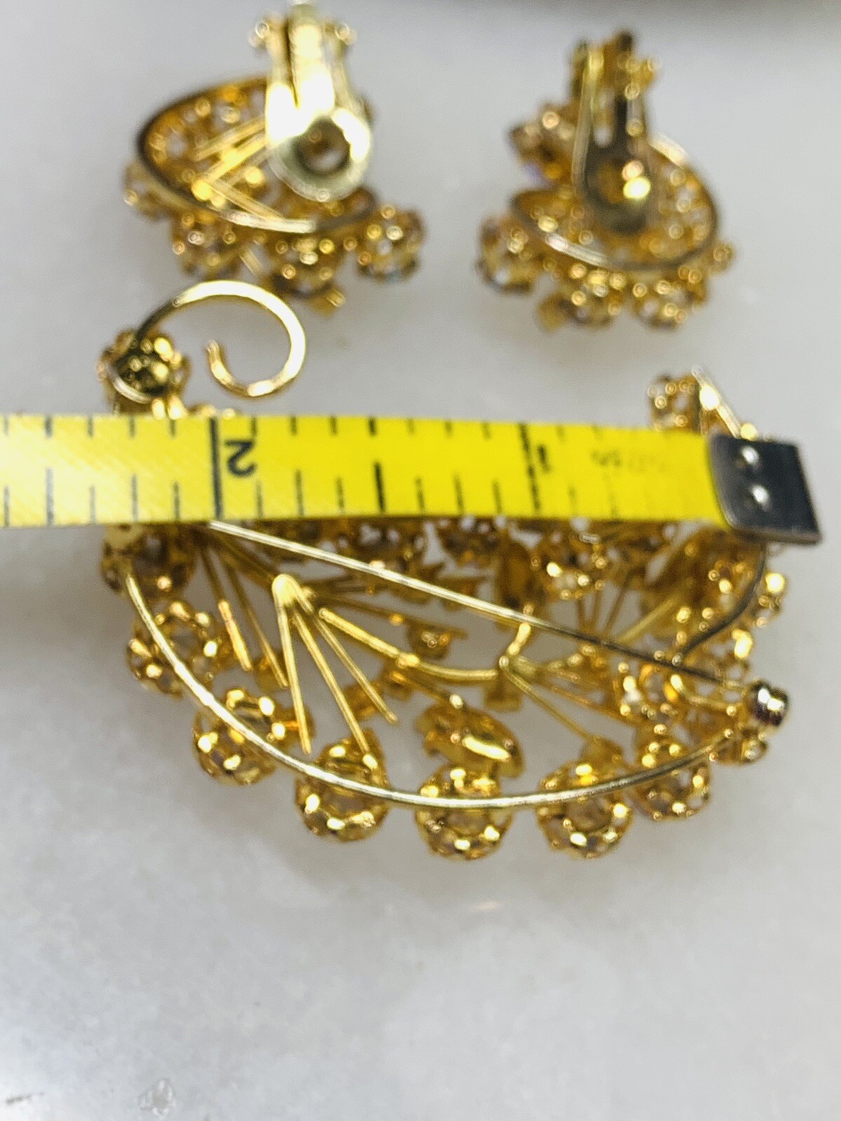 Vintage TRIAD gold tone pronged AB rhinestones br… - image 13