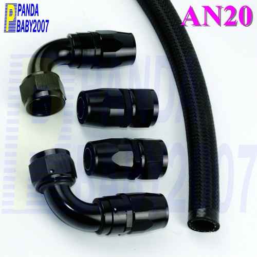 AN20 20AN -20 Straight Elbow 90DEG Adapter 10FEET Oil Hose End Fitting Line Kit - Picture 2 of 8