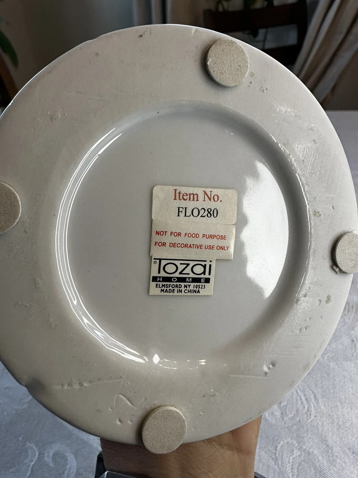 TOZAI HOME Taper Candlestick Holder White Porcelain Flower Blossoms - Image 4 of 4